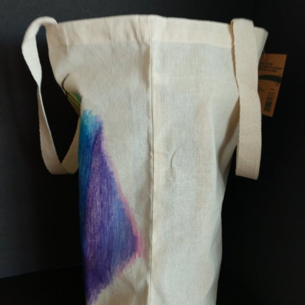 Handmade Reusable Tote Bag With Hand Painted Rainbow Pineapple Artwork 15x16x4 - Picture 5 of 16